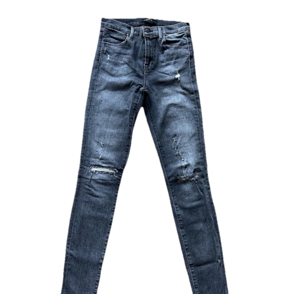 J Brand Jeans Women’s Maria Size 26 Black Gray High Rise Skinny Distressed Jeans